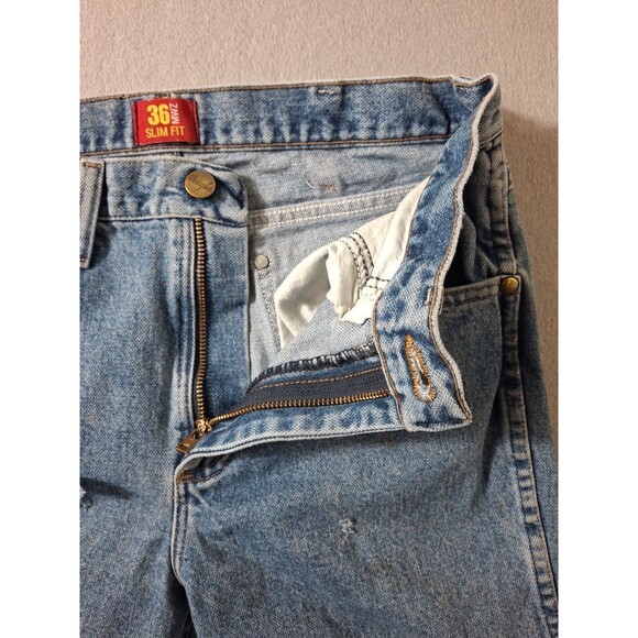 Wrangler Cowboy Cut Men’s Jeans 30x34 Slim Fit Blue Denim 36MWZ Stretch Western - Picture 8 of 13